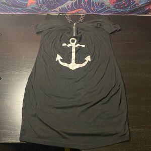 Black Anchor Graphic Mini Dress